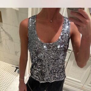 Silver Sequin Women's Top